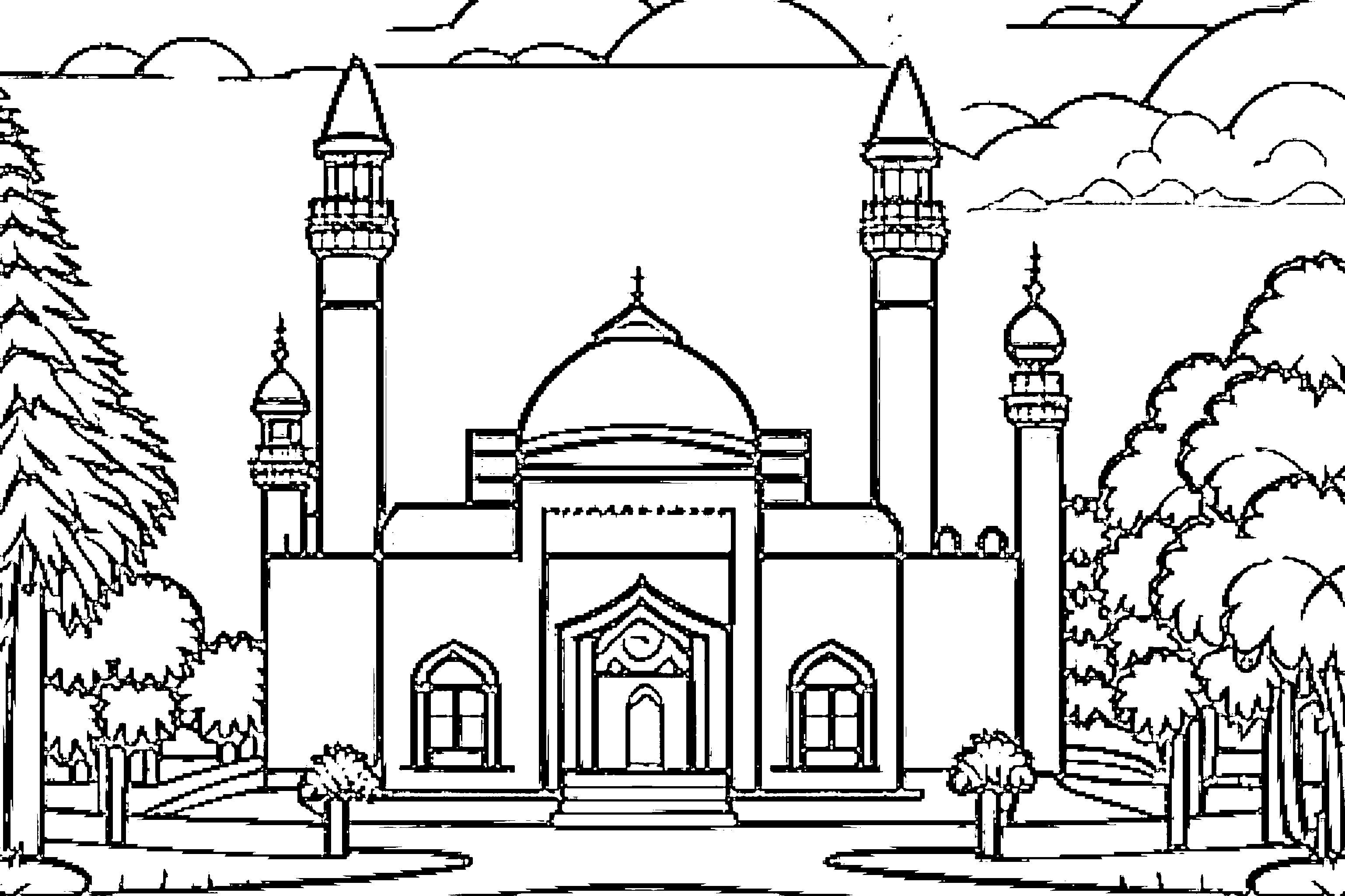 gambar pemandangan alam dan masjid